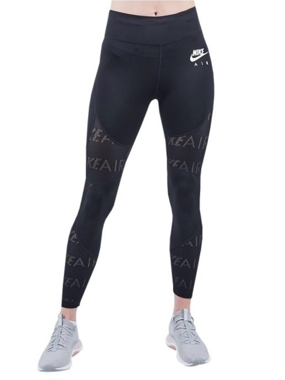 Nike Air womens Dri-FIT high-rise athletic leggings featuring mesh panels